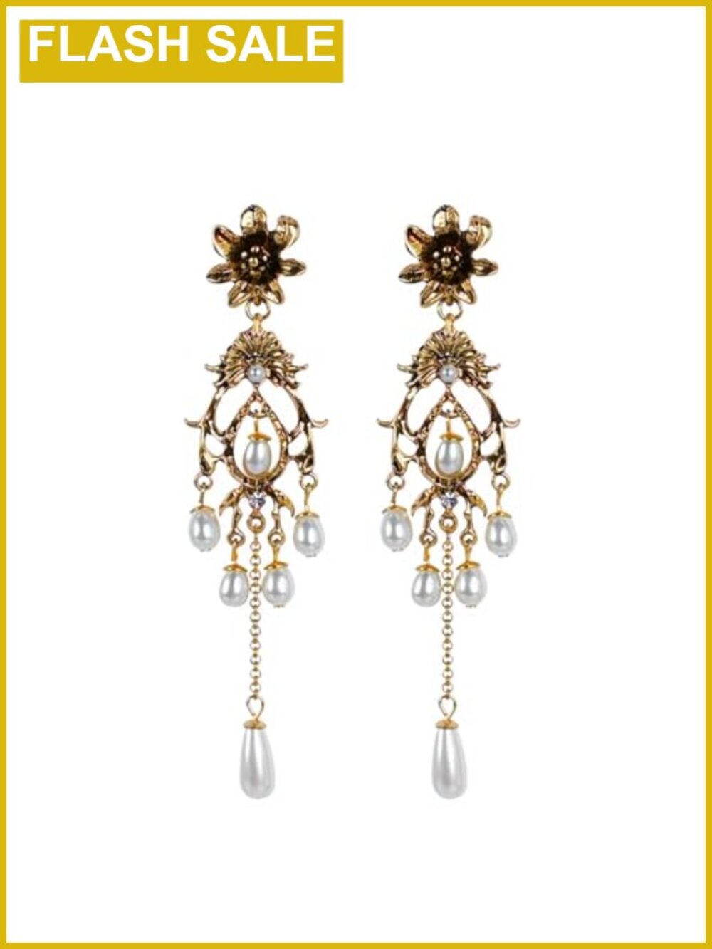 Vintage Boho Dangle Earrings Baroque Pearl Teardrop Chandelier Tassel